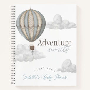 Bule Heißluftballon Baby Shower Gästebuch Notizblock