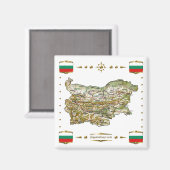 Bulgaria Map + Flags Magnet (Vorderseite/Rückseite)