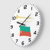 Bulgarian Flag and Bugle Große Wanduhr (Winkel)