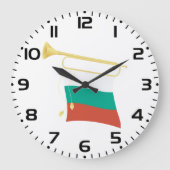 Bulgarian Flag and Bugle Große Wanduhr (Vorderseite)