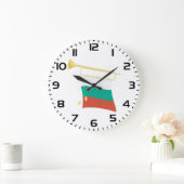 Bulgarian Flag and Bugle Große Wanduhr (Zuhause)