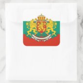 Bulgarian Flag & Coat of Arms, Flag of Bulgaria Quadratischer Aufkleber (Tasche)