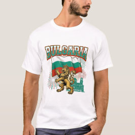 Bulgarian Patriotic Lion with Flag and Fireworks T-Shirt