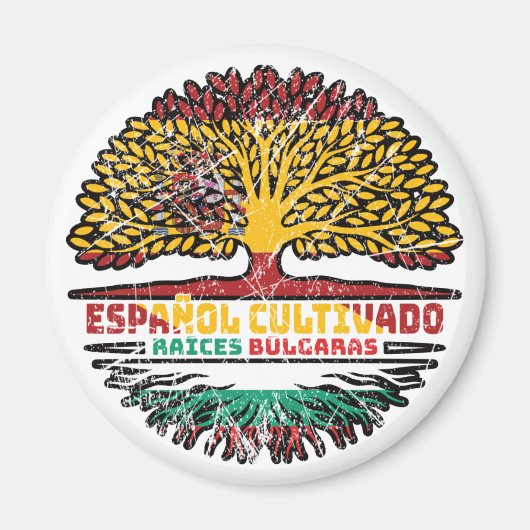 Bulgarien Bulgarisch Spanien Spanisch Baumwurzeln Magnet (Vorne)