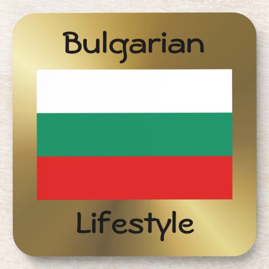 Bulgarien Flag+Text-Untersetzer Getränkeuntersetzer (Vorderseite)