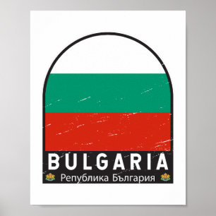 Bulgarien-Flagge-Emblem Distressed Vintage Poster