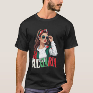 Bulgarien Flagge Frau Sonnenbrille Mädchen T-Shirt
