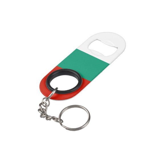 Bulgarien-Flagge Mini Flaschenöffner (Rückseite Schrägansicht)