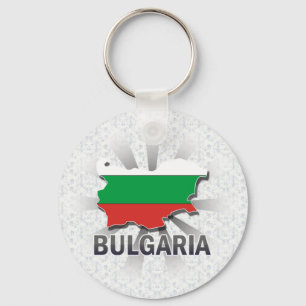 Bulgarien-Flaggen-Karte 2,0 Schlüsselanhänger