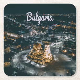 Bulgarien Hauptstadt Sofia Alexander Nevsky Kathed Rechteckiger Pappuntersetzer