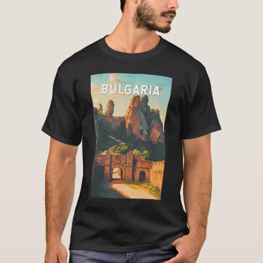 Bulgarien Illustration Travel Art Vintag T-Shirt (Vorderseite)