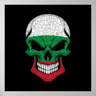 Bulgarien lächelnde Schädelflagge Poster