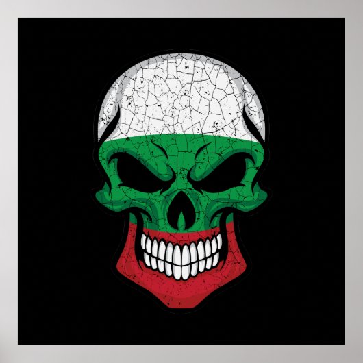 Bulgarien lächelnde Schädelflagge Poster (Vorne)