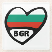 Bulgarien - Ländercode - Flaggenschwerpunkt, BGR Glasuntersetzer (Vorderseite)