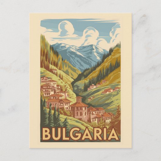 Bulgarien Malerische Illustration Reisen Kunst Vin Postkarte (Vorderseite)