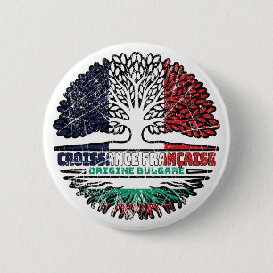 Bulgarisch-Französisch-Tree-Roots-Flag Button