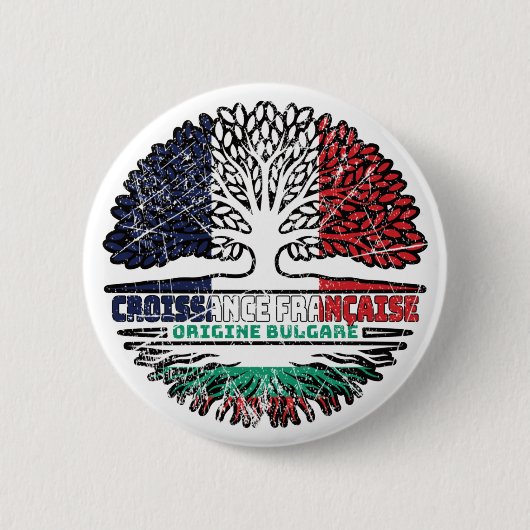 Bulgarisch-Französisch-Tree-Roots-Flag Button (Vorderseite)