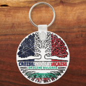 Bulgarisch-Französisch-Tree-Roots-Flag Schlüsselanhänger (Rückseite)