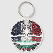 Bulgarisch-Französisch-Tree-Roots-Flag Schlüsselanhänger (Rückseite)