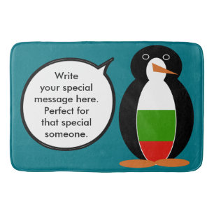 Bulgarisch sprechende Ms. Pinguin personalisiert  Badematte
