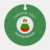 Bulgarische Engel-Weihnachtsfahne Personalisiert Ornament Aus Metall (Rückseite)