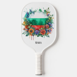 Bulgarische Fahne Fahne Blumenstrauß Folklore Pickleball Schläger