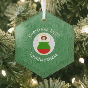 Bulgarische Flagge Engel Weihnachten Name Jahr Sec Ornament Aus Glas