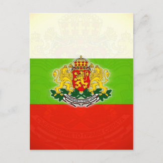 Bulgarische Flagge mit Wappen Postkarte