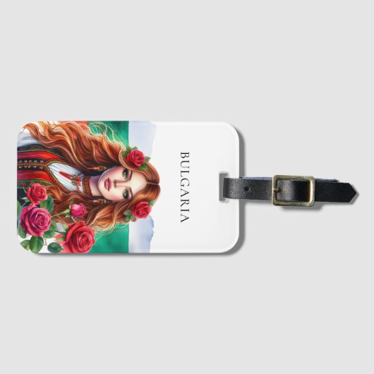 Bulgarische Flagge Tradition Folklore Frauen Rote  Gepäckanhänger (Vorderseite (Horizontal))