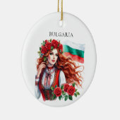 Bulgarische Flagge Tradition Folklore Frauen Rote Keramik Ornament (Rechts)