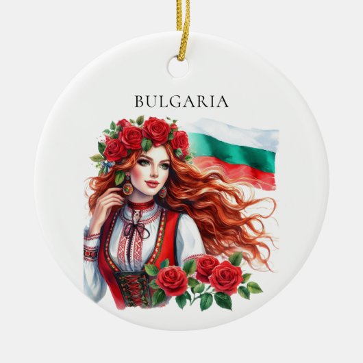 Bulgarische Flagge Tradition Folklore Frauen Rote Keramik Ornament (Vorne)