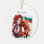 Bulgarische Flagge Tradition Folklore Frauen Rote  Keramik Ornament (Links)