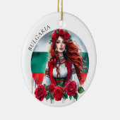 Bulgarische Flagge Tradition Folklore Frauen Rote  Keramik Ornament (Rechts)