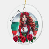 Bulgarische Flagge Tradition Folklore Frauen Rote  Keramik Ornament (Links)