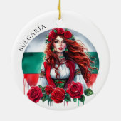 Bulgarische Flagge Tradition Folklore Frauen Rote  Keramik Ornament (Hinten)