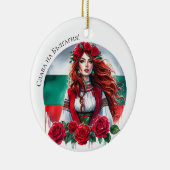 Bulgarische Flagge Tradition Folklore Frauen Rote  Keramik Ornament (Rechts)