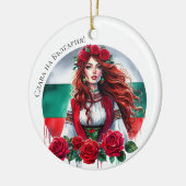 Bulgarische Flagge Tradition Folklore Frauen Rote  Keramik Ornament (Links)