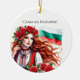 Bulgarische Flagge Tradition Folklore Frauen Rote  Keramik Ornament