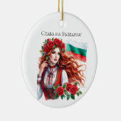 Bulgarische Flagge Tradition Folklore Frauen Rote Keramik Ornament (Rechts)