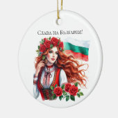 Bulgarische Flagge Tradition Folklore Frauen Rote Keramik Ornament (Links)