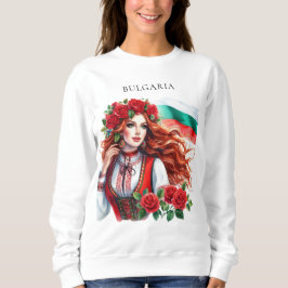 Bulgarische Flagge Tradition Folklore Frauen Rote  Sweatshirt