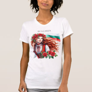 Bulgarische Flagge Tradition Folklore Frauen Rote  T-Shirt