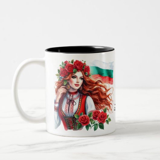 Bulgarische Flagge Tradition Folklore Frauen Rote Zweifarbige Tasse (Links)