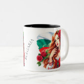 Bulgarische Flagge Tradition Folklore Frauen Rote Zweifarbige Tasse (VorderseiteRechts)