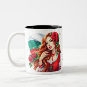 Bulgarische Flagge Tradition Folklore Frauen Rote Zweifarbige Tasse (Links)