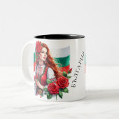 Bulgarische Flagge Tradition Folklore Frauen Rote  Zweifarbige Tasse (Vorderseite Links)