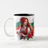 Bulgarische Flagge Tradition Folklore Frauen Rote  Zweifarbige Tasse (Links)