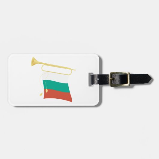Bulgarische Flagge und Bugle Gepäckanhänger (Vorderseite horizontal)