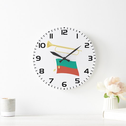 Bulgarische Flagge und Bugle Große Wanduhr