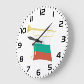 Bulgarische Flagge und Bugle Große Wanduhr (Winkel)